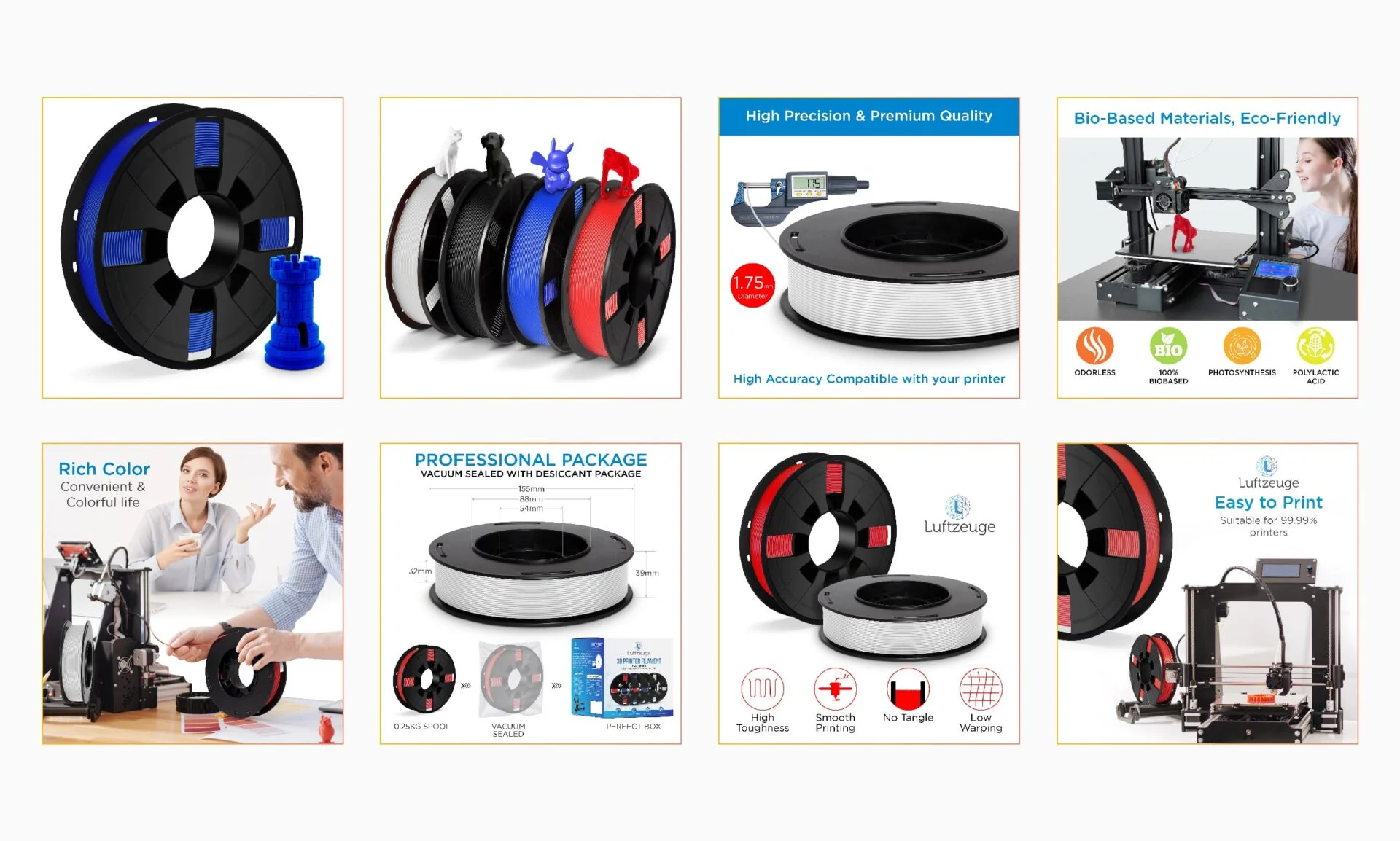 amazon listing images for a 3D printer filament